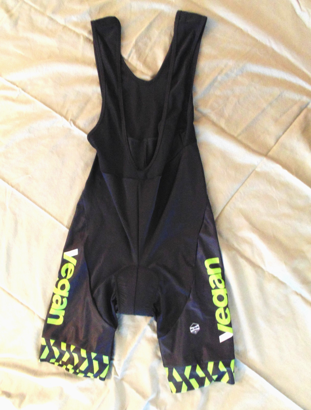 New Womens L Hill Killer Cycling Bib Shorts VEGAN Black Neon Green Geometric Y2K